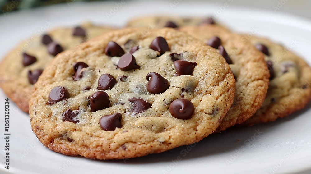 Delicious Chocolate Chip Cookies on a White Plate Delicious Chocolate Chip Cookies on a White Plate