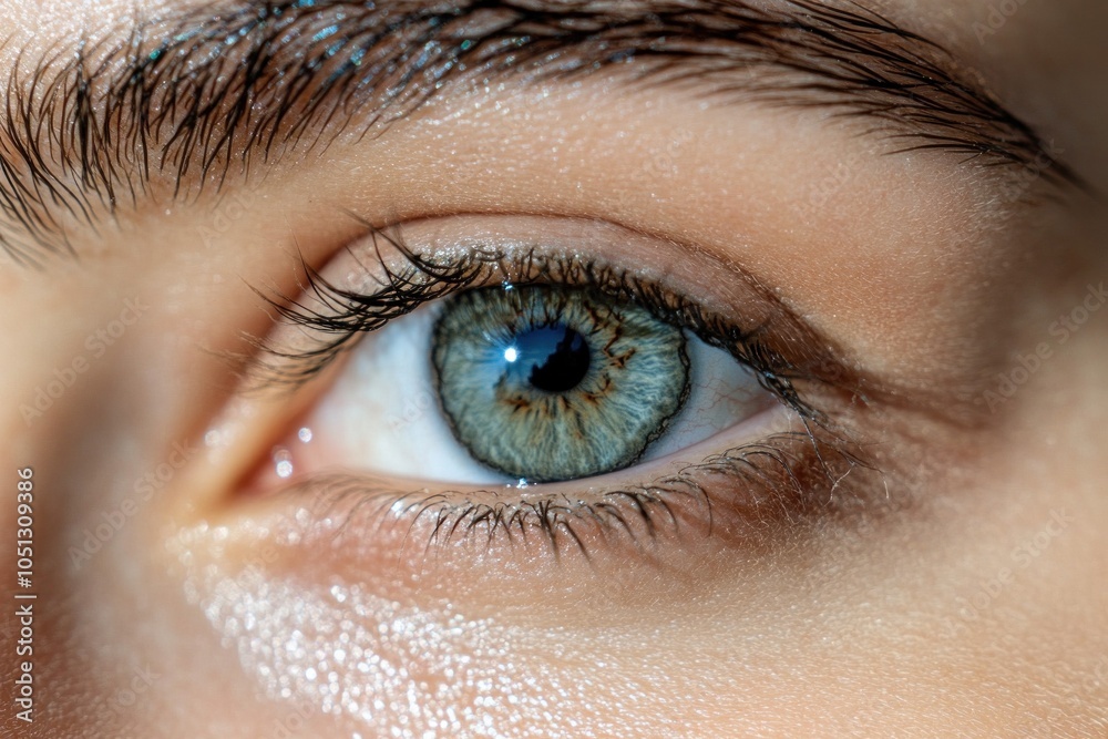 Obraz premium Detailed close-up of a woman's eye with dry skin under the eye area, representing skin care concerns and aging effects.