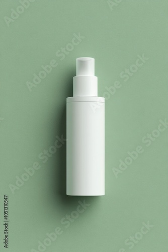 A sleek mockup of a minimalist skincare product on a soft green background