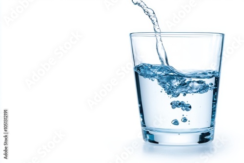 Clear glass of water with light reflections, isolated to showcase the purity and transparency of the liquid