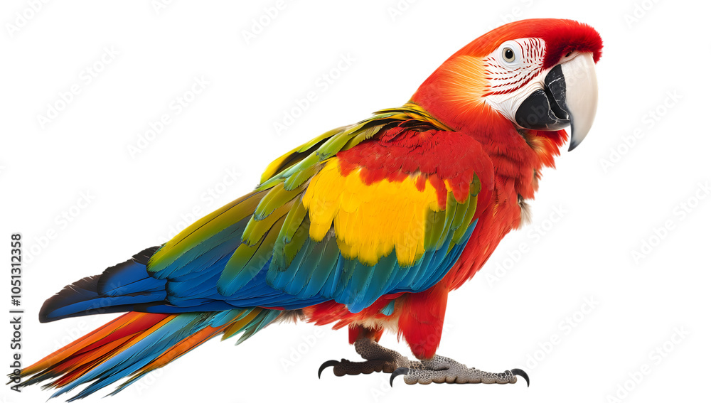 Fototapeta premium Vibrant Scarlet Macaw Perched on Branch