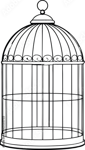 Black and White Bird cage icon design. 