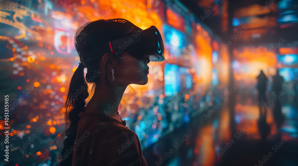 Fototapeta premium VR Experience with Hologram Technology for Group Viewing