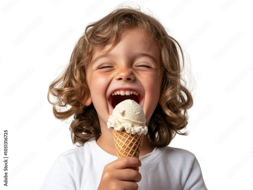 Joyful Kid Enjoying Ice Cream Cone. png Joyful Kid Enjoying Ice Cream Cone. png