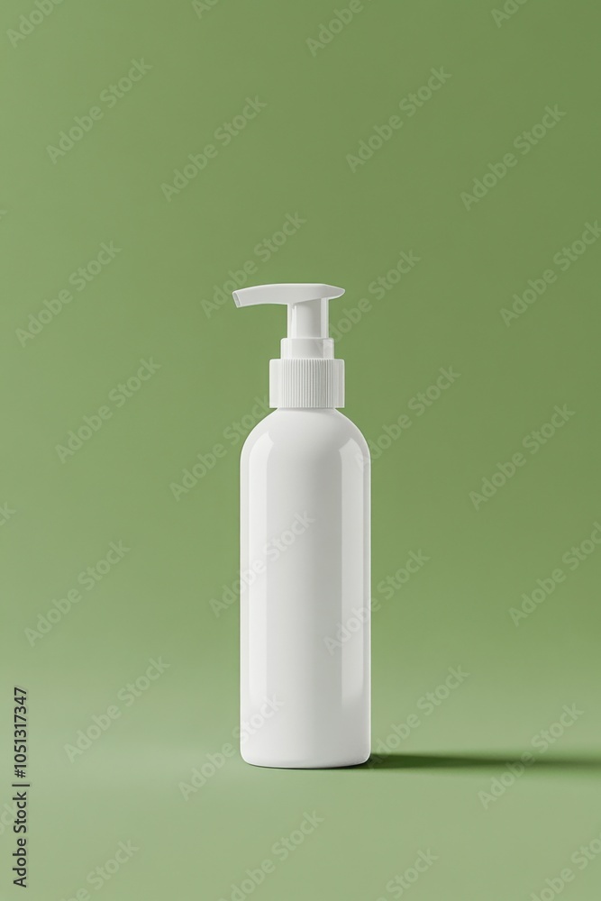 Elegant minimalist toner spray bottle on a soft green background Elegant minimalist toner spray bottle on a soft green background
