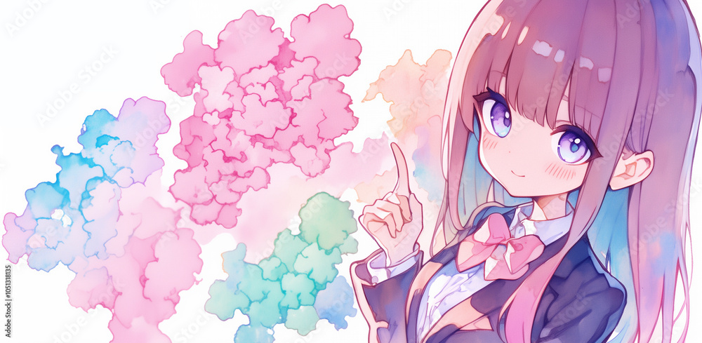 Fototapeta premium 解説する女の子