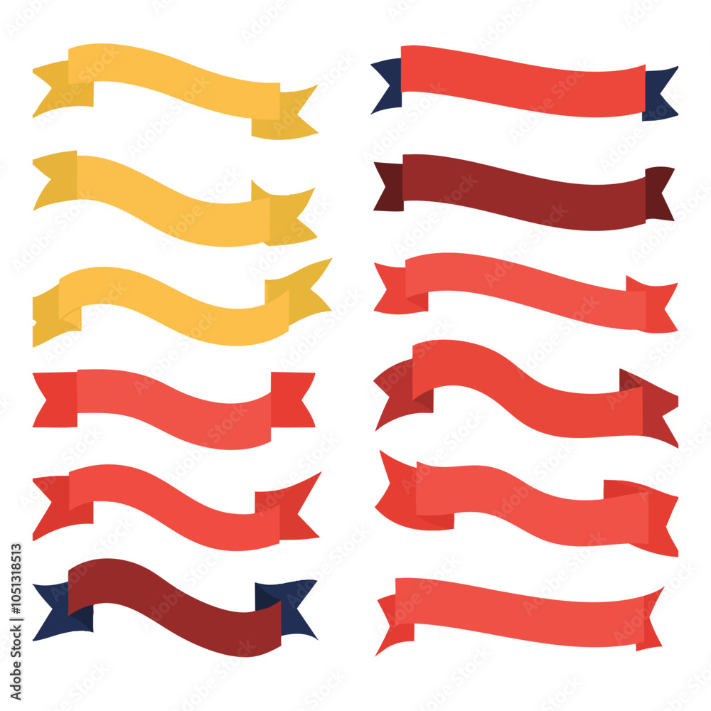 Ribbons and banners, curved scroll flags stickers Ribbons and banners, curved scroll flags stickers