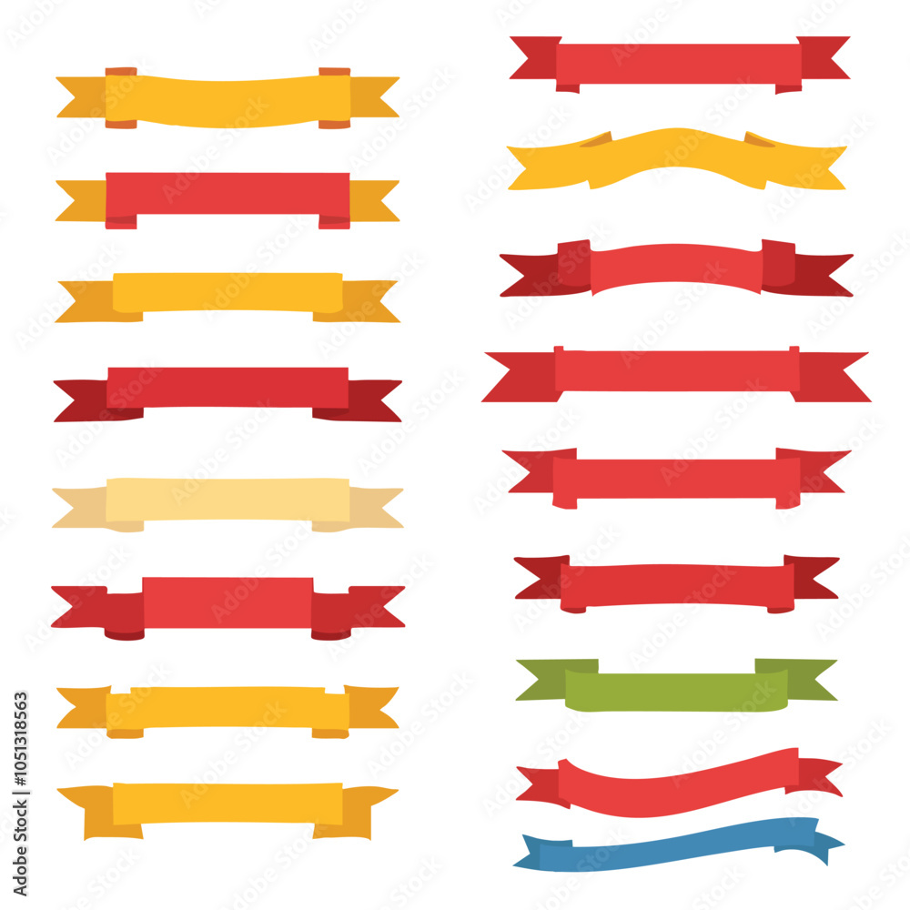 Ribbons and banners, curved scroll flags stickers Ribbons and banners, curved scroll flags stickers