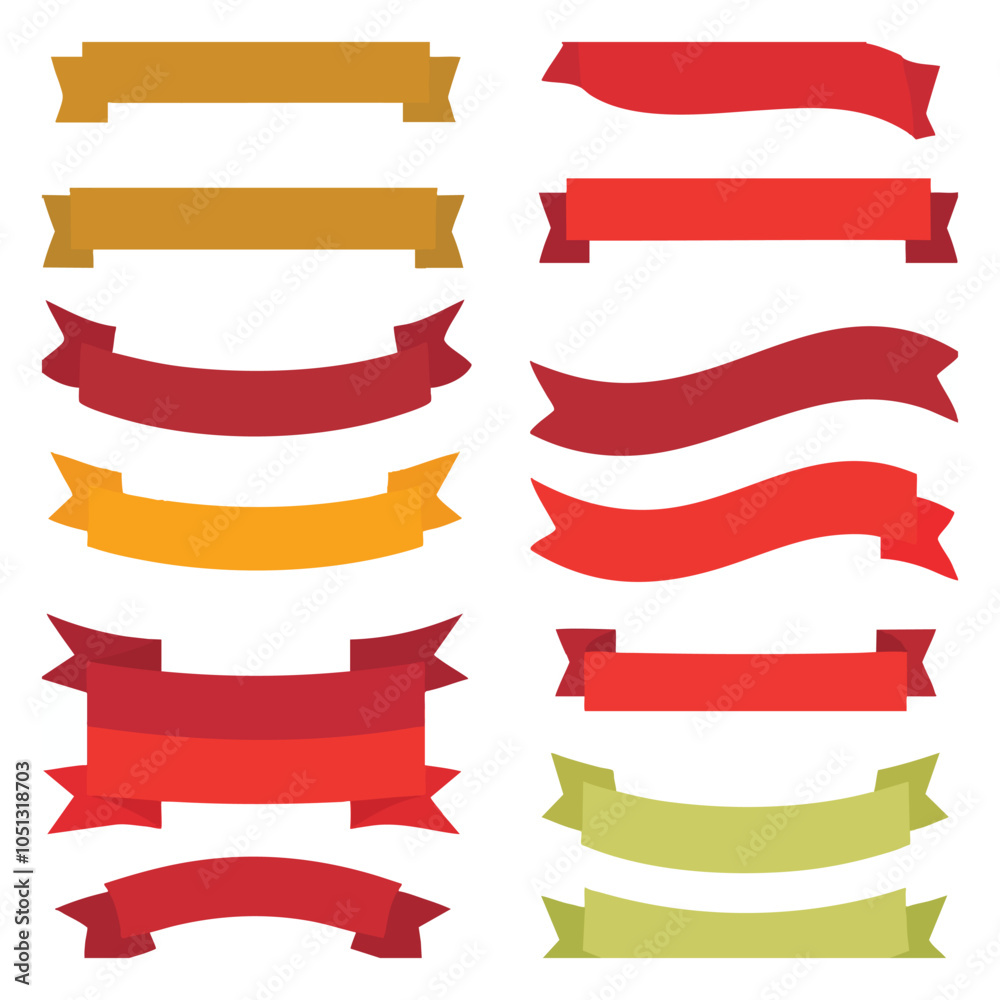 Ribbons and banners, curved scroll flags stickers Ribbons and banners, curved scroll flags stickers