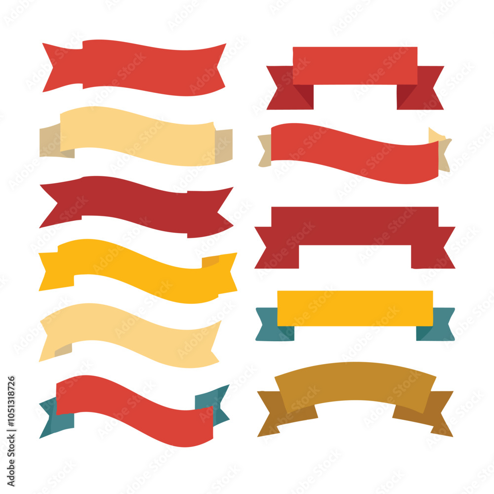 Ribbons and banners, curved scroll flags stickers Ribbons and banners, curved scroll flags stickers