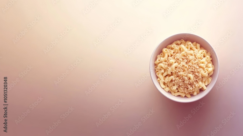 A bowl of macaroni and cheese on a pink background. A bowl of macaroni and cheese on a pink background.