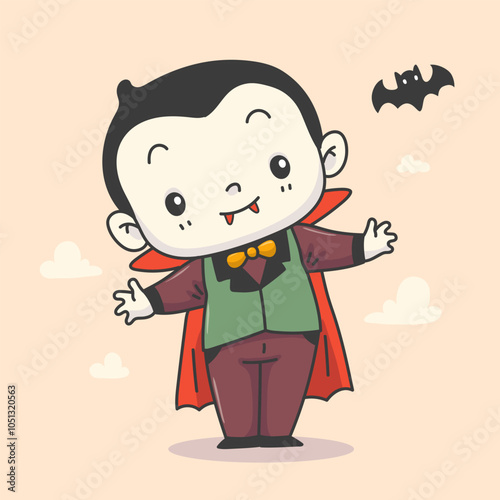 Cute dracula in cartoon style