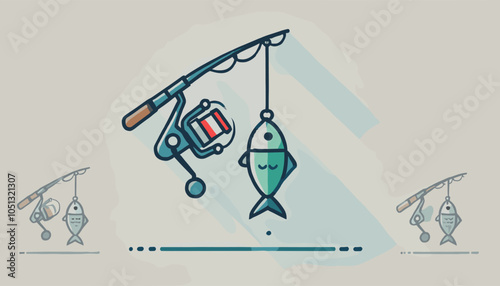 Conceptual vector illustration of fishing.