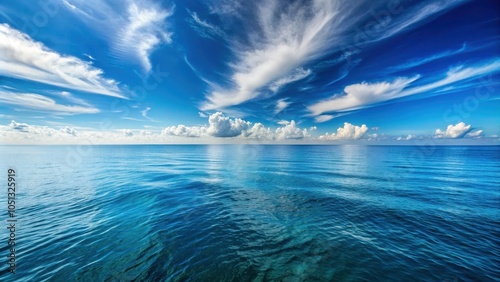 Seascape with sea horizon and blue sky, seascape, ocean, horizon, blue, sky, water, nature, tranquil, scenic, peaceful photo