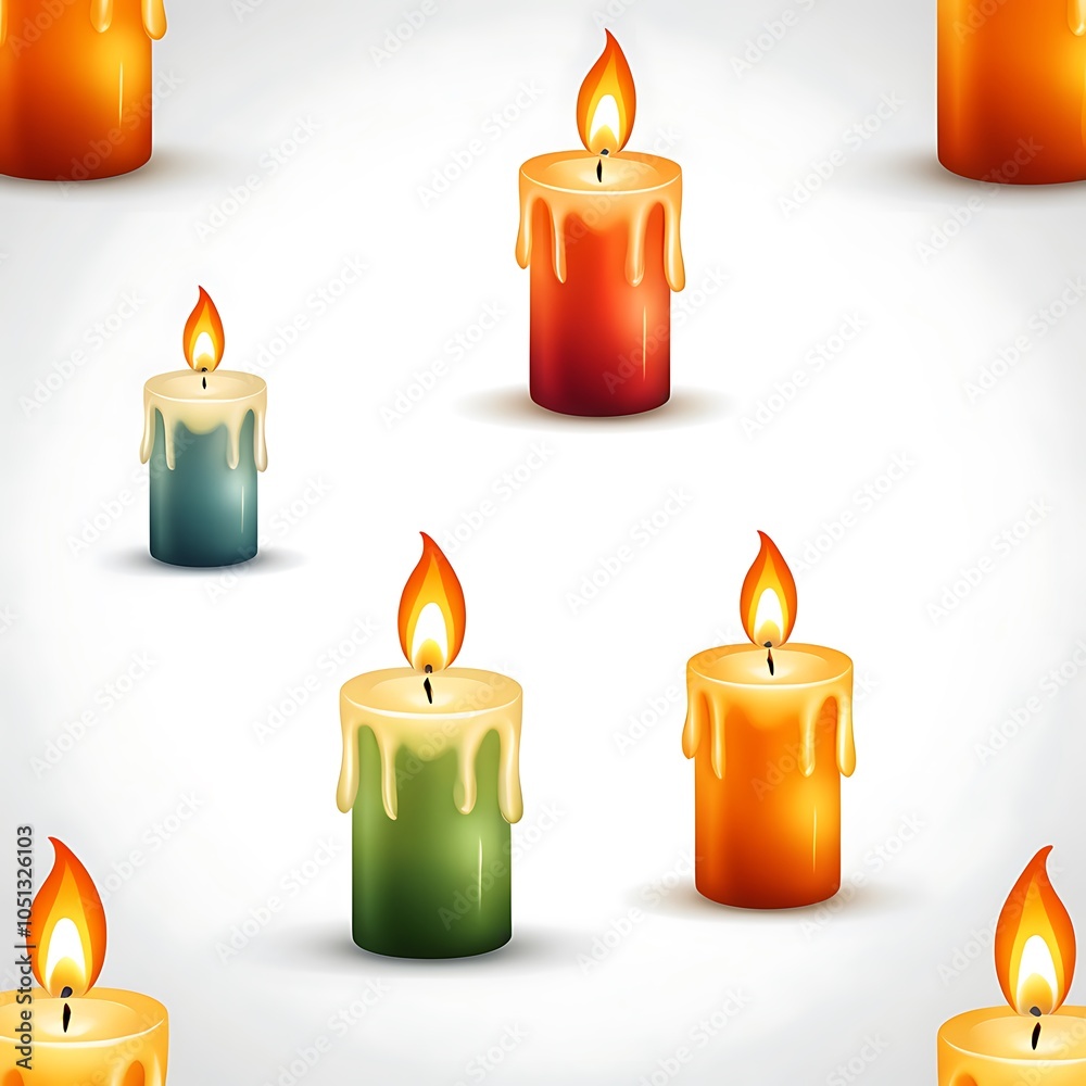 Radiant candle with dripping wax and luminous flame In a vector illustration white background Radiant candle with dripping wax and luminous flame In a vector illustration white background