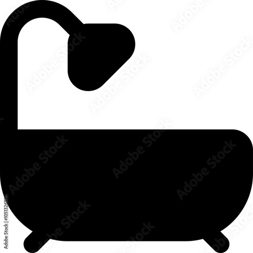 UI bathtub Vector Icon Illustration. Glyph Style