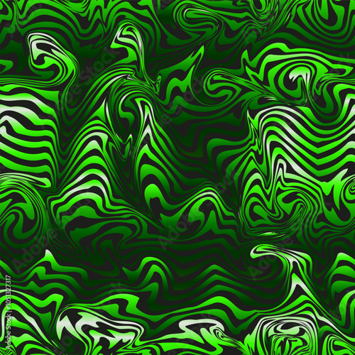 Toxic green geometric waves. Seamless pattern