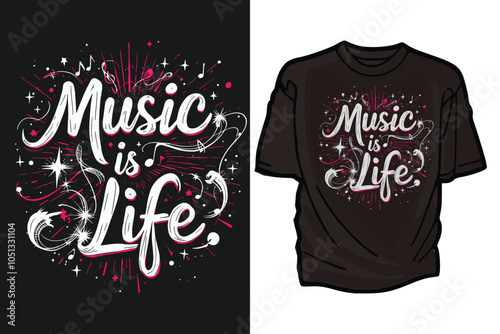 Music is life, music t-shirt design