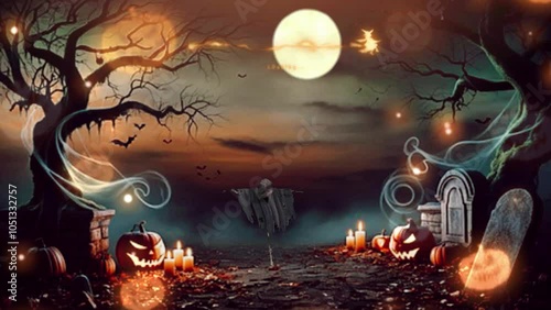 scary horror halloween with pumpkin and ghost background video animation footage photo