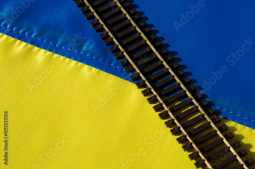 Ukrainian flag and rail layout.