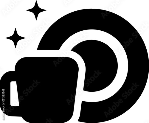 UI washing dishes Vector Icon Illustration. Glyph Style