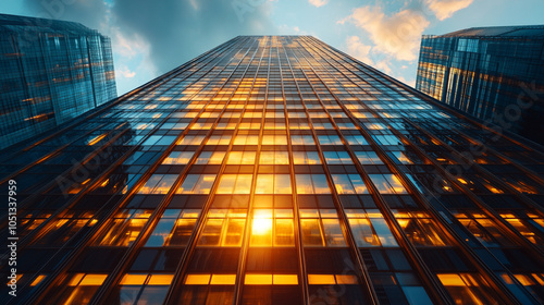 Wallpaper Mural office building, image with reflection Torontodigital.ca