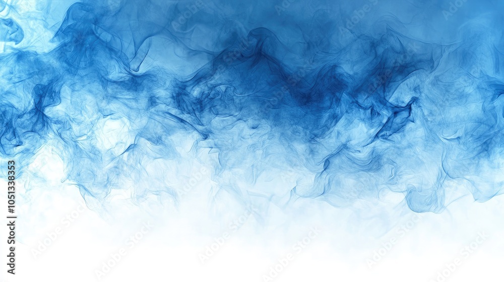 Obraz premium Abstract blue smoke on a white background.