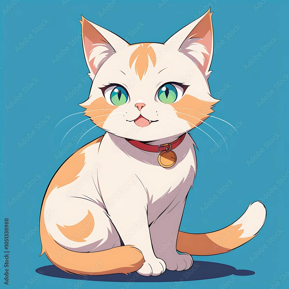 Fototapeta premium Adorable cartoon tabby cat in a vector illustration white background