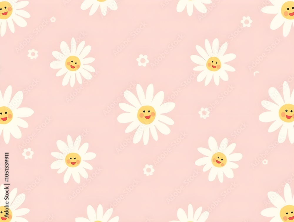 seamless pattern with camomiles. Generative ai seamless pattern with camomiles. Generative ai