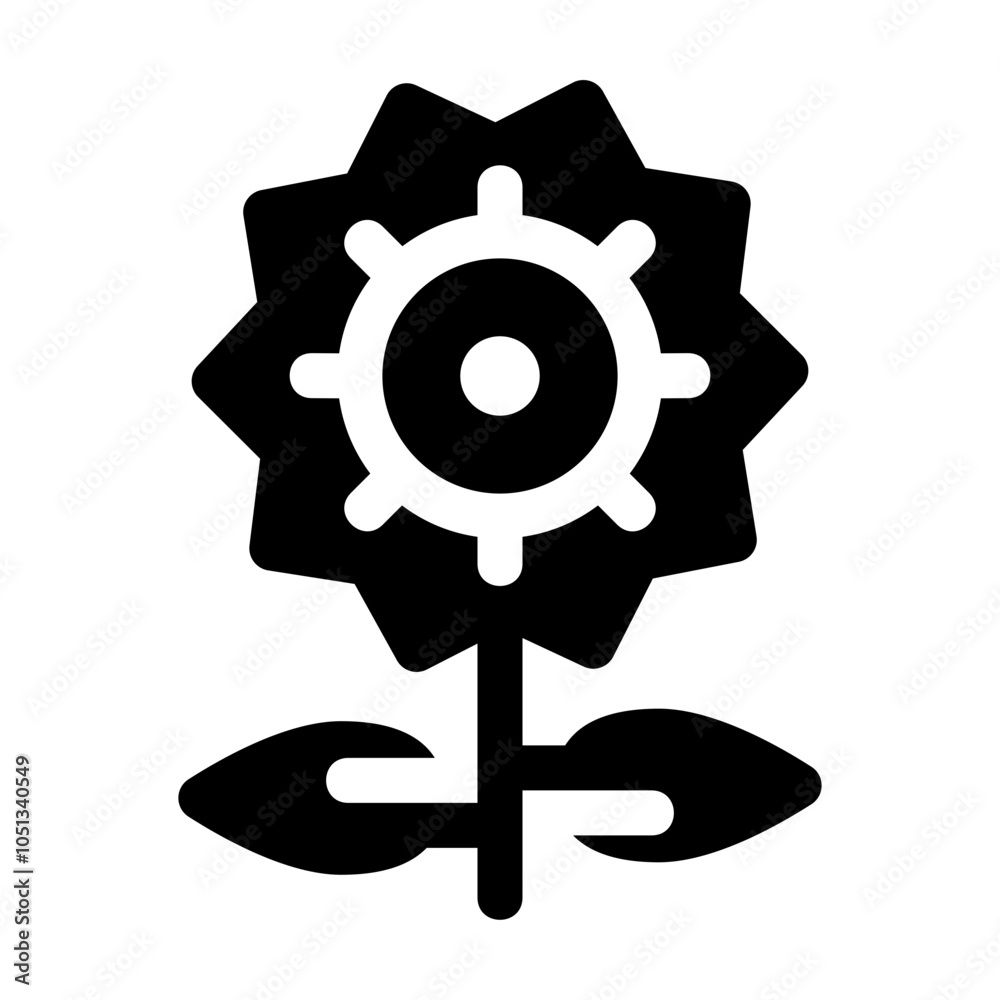 Obraz premium Sun Flower Glyph Icon Vector