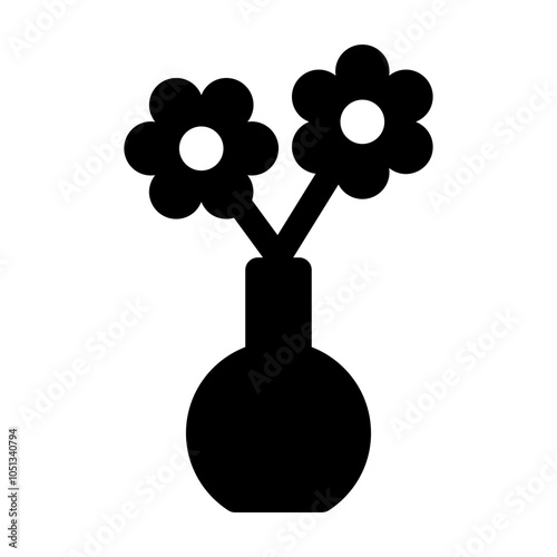 Vase Flower Glyph Icon Vector