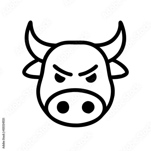 Bold and aggressive angry bull mascot silhouette icon, perfect for sports team logos, branding, merchandise, and promotional materials on microstock sites and t shirt design.
