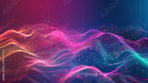 Abstract Wavy Pattern with Glowing Lights