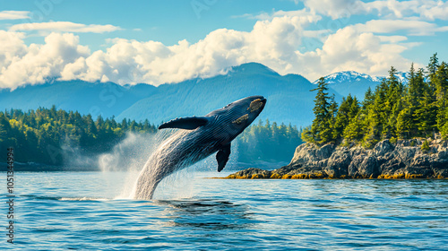 Majestic Whale Breaching in Canada’s Scenic Waters