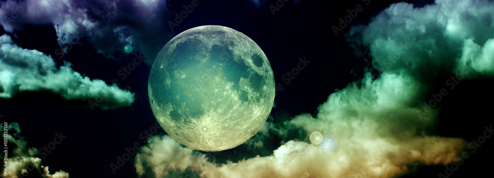 The moon in the night sky