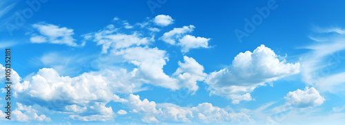 Blue Sky background with tiny Clouds. Panorama background