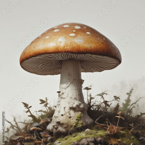 Mushroom. Cartoon nature. T-shirt print design photo