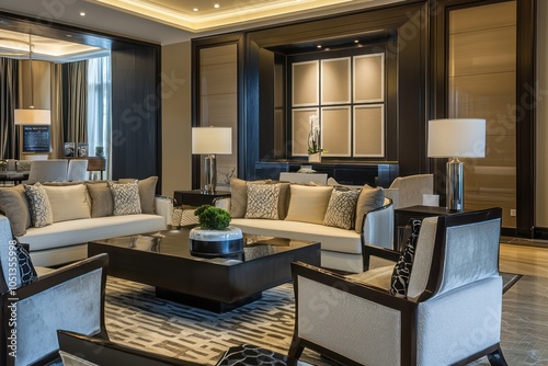 Chic and tastefully furnished modern room showcasing stylish interiors.