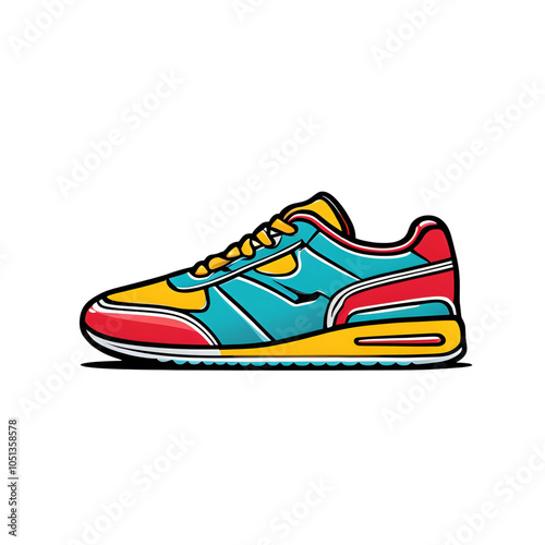 colorful casual shoes illustration isolated on white