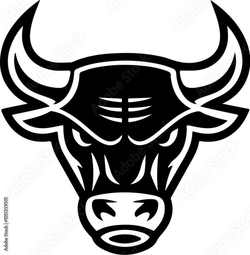 Bull head in engraving style. Design element for logo, label, emblem, sign, poster. Vector image