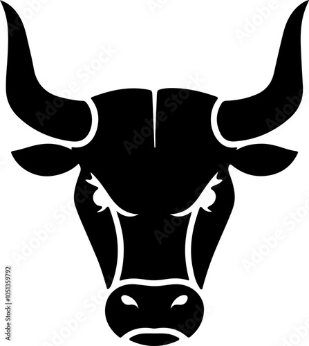 Bull head in engraving style. Design element for logo, label, emblem, sign, poster. Vector image