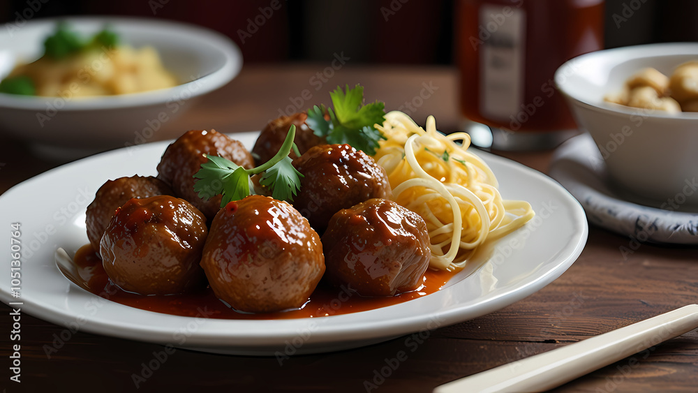 Meat Ball Dish on The Table Meat Ball Dish on The Table