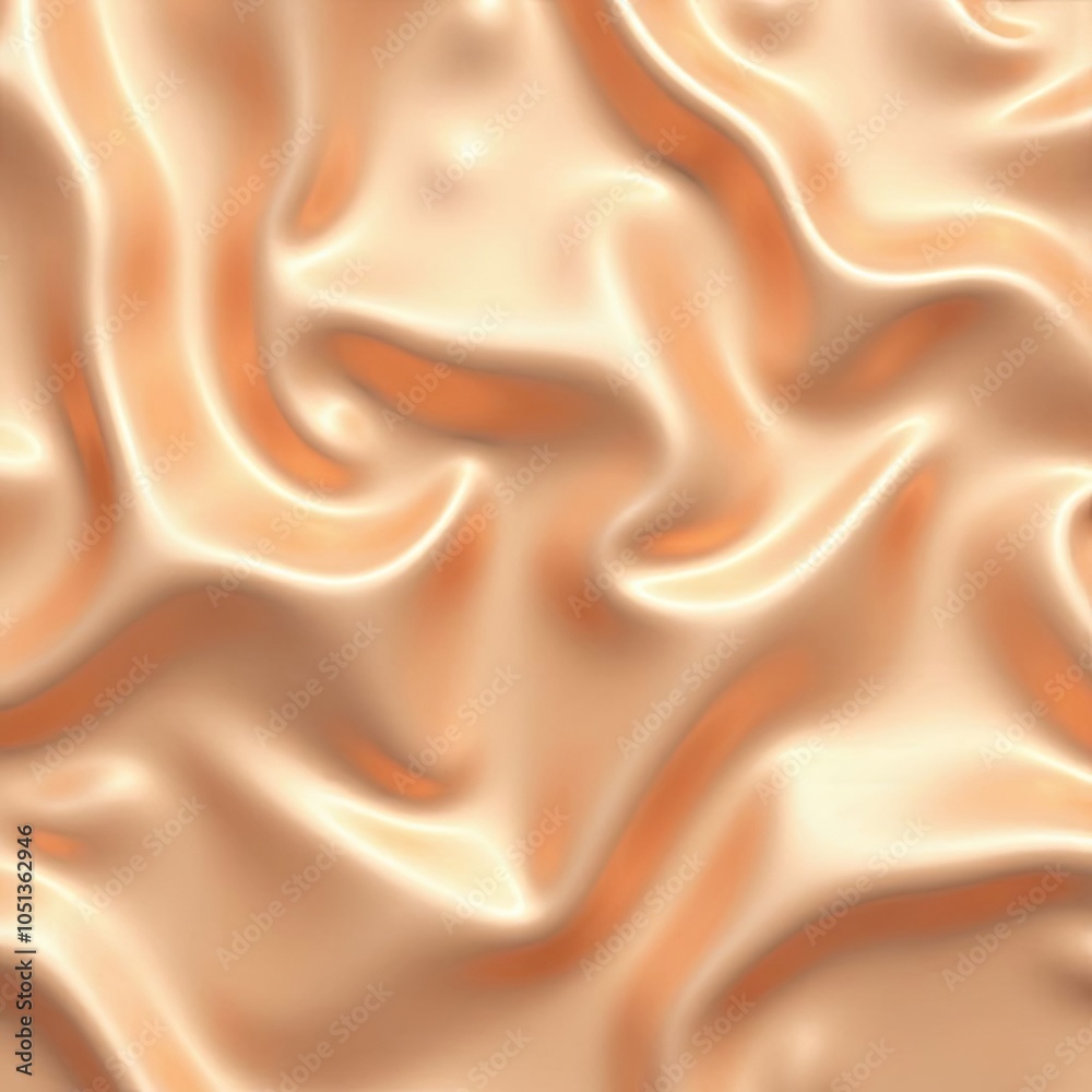 Fototapeta premium A piece of fabric with a pattern of orange and white. The fabric is smooth and shiny, and it looks like it's made of silk. The pattern is very intricate and detailed