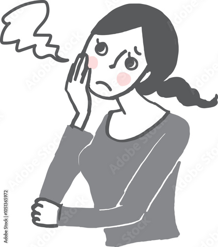 ため息をつく女性。