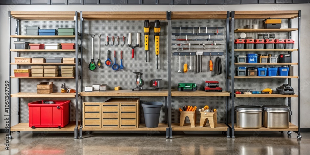 Organized garage storage shelves with tools and boxes , garage, storage, organization, tidy, clean, shelves, tools, boxes Organized garage storage shelves with tools and boxes , garage, storage, organization, tidy, clean, shelves, tools, boxes