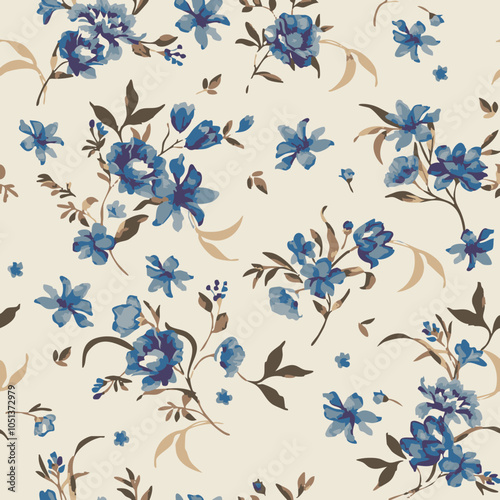 botanical floral vector seamless pattern with roses herbs and leaves big set background with flowers