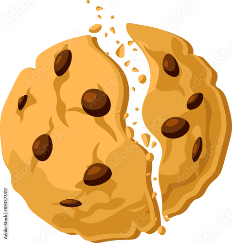 chocolate cookie chip vector illustration