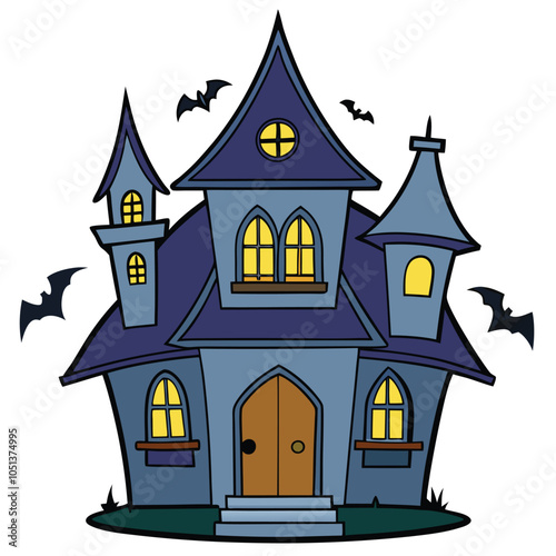 Haunted House vector with Transparent Background Clipart.