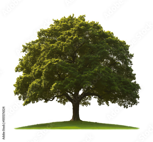 Oak Tree with Green Leaves isolated on transparent background. PNG file, cut out
