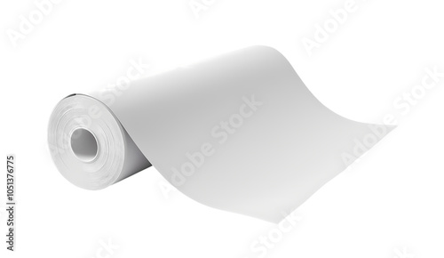 Empty white wallpaper twisted roll mockup isolated on transparent background. PNG file, cut out